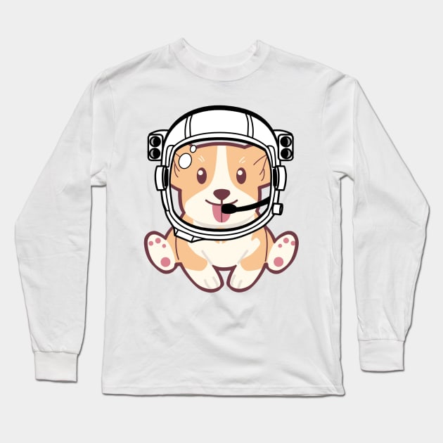 Space Corgi - The Cool Astronaut Puppy! Long Sleeve T-Shirt by LukjanovArt